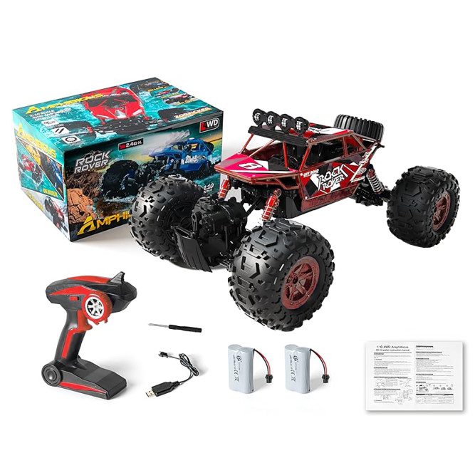 Радиоуправляемый красный краулер амфибия (2 АКБ 7.4В, свет, 1:10) - C1201W-RED-V2