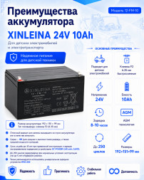 Аккумулятор XINLEINA 24V10Ah/20HR 12-FM-10 - X-12FM10