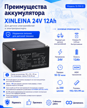 Аккумулятор XINLEINA 24V12Ah/20HR 12-FM-12 - X-12FM12