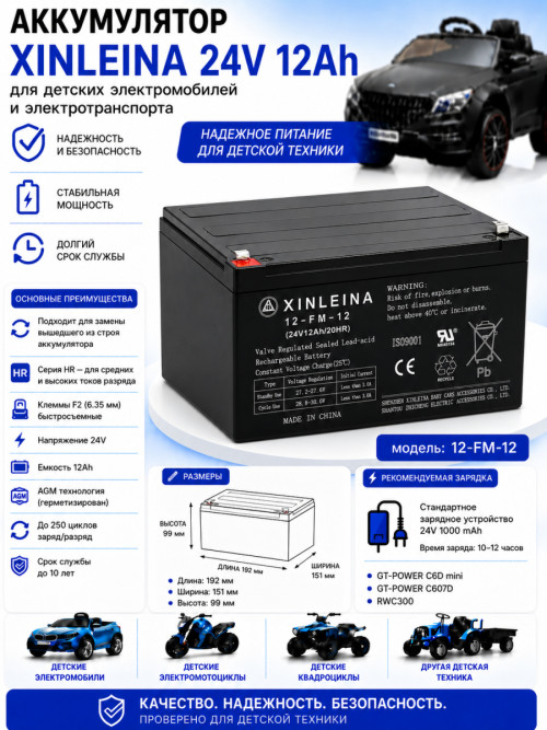 Аккумулятор XINLEINA 24V12Ah/20HR 12-FM-12 - X-12FM12