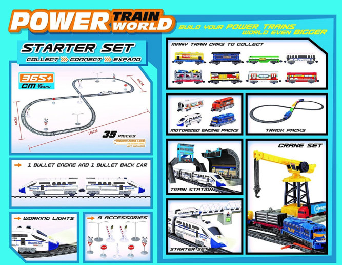 Железная дорога, скоростной поезд, дорожные знаки, длина полотна 365 см - BSQ-2182