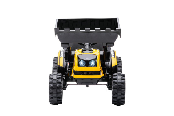 Детский электромобиль трактор с ковшом и пультом управления (желтый, 2WD, EVA) - HL389-LUX-YELLOW