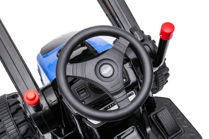 Детский электромобиль трактор с ковшом и пультом управления (синий, 2WD, EVA) - HL389-LUX-BLUE