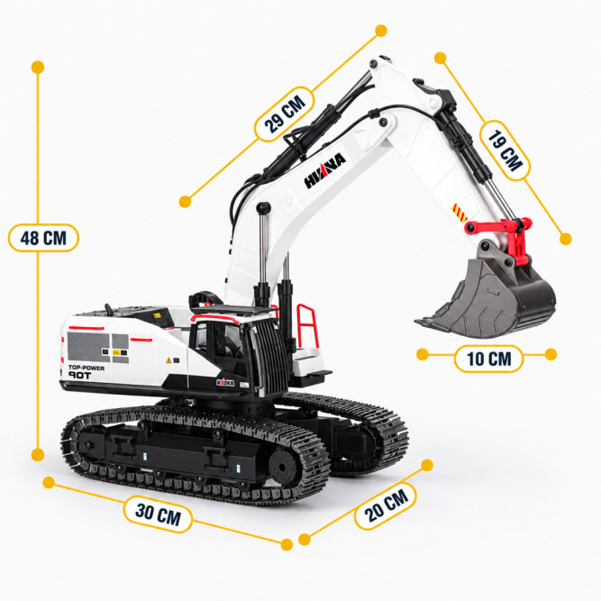 Радиоуправляемый экскаватор белый HUI NA TOYS масштаб 1:14 2.4G - HN1594-WHITE