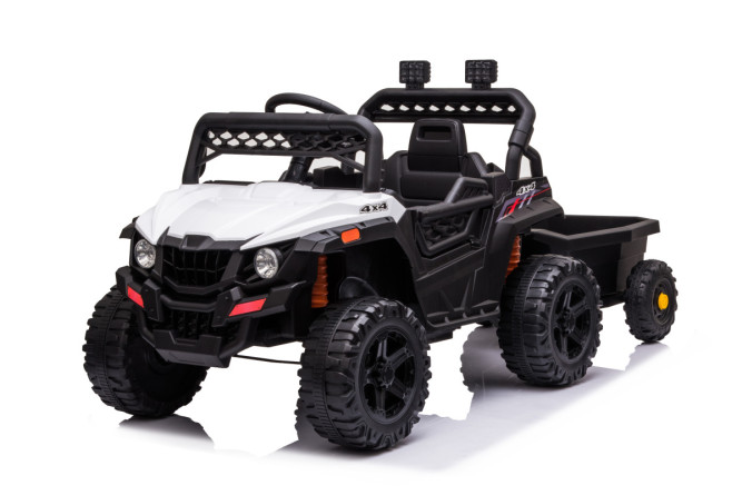 Детский электромобиль багги с прицепом (белый, 12В, 2WD, EVA, пульт) - BDM0929-WHITE-TRAILER