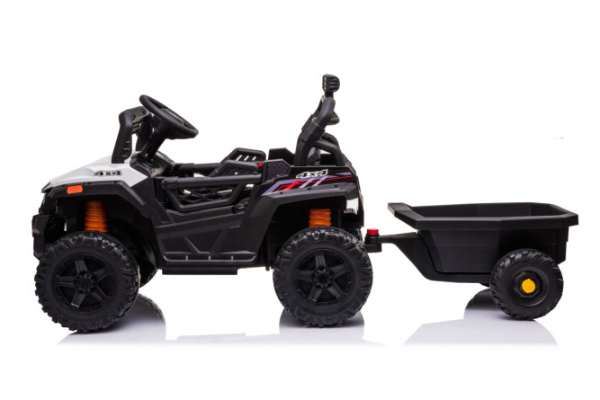Детский электромобиль багги с прицепом (белый, 12В, 2WD, EVA, пульт) - BDM0929-WHITE-TRAILER