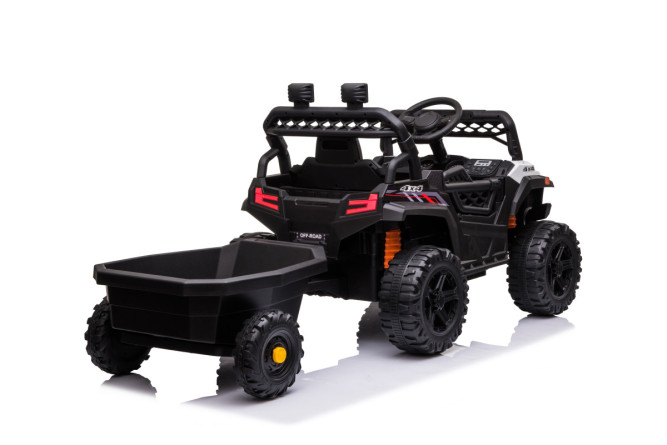 Детский электромобиль багги с прицепом (белый, 12В, 2WD, EVA, пульт) - BDM0929-WHITE-TRAILER