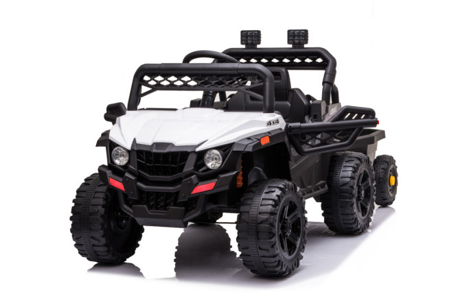 Детский электромобиль багги с прицепом (белый, 12В, 2WD, EVA, пульт) - BDM0929-WHITE-TRAILER