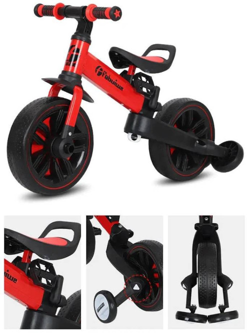 Детский велосипед-беговел 4 в 1 Fobuiwe 110 с родительской ручкой - FB-110-PLUS-RED