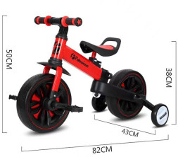 Детский велосипед-беговел 4 в 1 Fobuiwe 110 с родительской ручкой - FB-110-PLUS-RED