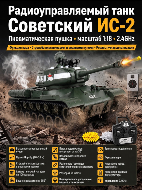 Радиоуправляемый танк R-WINGS Советский ИС-2 - RWG021-846