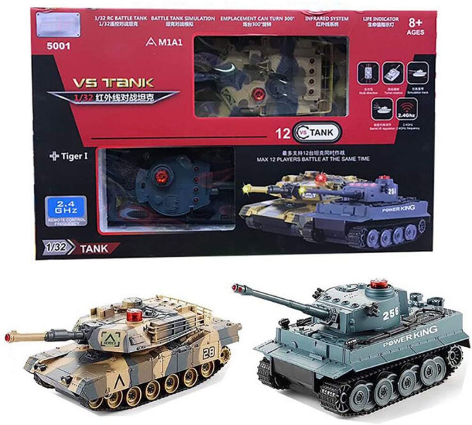 Радиоуправляемый танковый бой VS Tank Huan Qi Abrams vs Tiger 1:32 2.4G - HQ5001