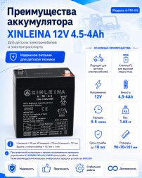 Аккумулятор XINLEINA 12V 4.5-4Ah/20Hr - 6-FM-4.5
