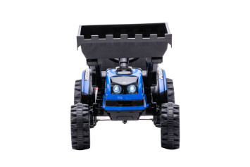 Детский электромобиль трактор с ковшом и прицепом (синий, 2WD, EVA) - HL389-LUX-BLUE-TRAILER