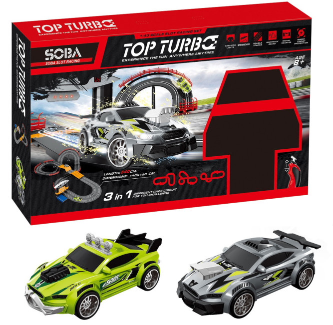 Гоночный автотрек Soba (540 см, 2 машинки на пульте, цифр табло со звуком, система пит. 2в1) - SOBA-A49-6A
