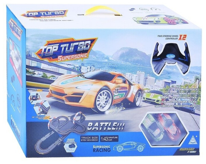 Гоночный автотрек Soba (950 см, 2 машинки на пульте, питание от сети, звук, свет) - SOBA-A47-19