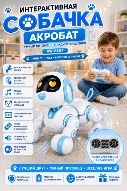 Радиоуправляемая интерактивная собака Акробат - AW-6601