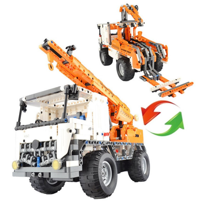 Радиоуправляемый конструктор автокран со стрелой / эвакуатор Cada Technics 2 в 1 - 2.4G - C51013W