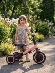 Детский беговел-велосипед 4в1 с родительской ручкой, розовый - TR007-PINK