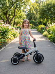 Детский беговел-велосипед 4в1 с родительской ручкой, серый - TR007-GREY