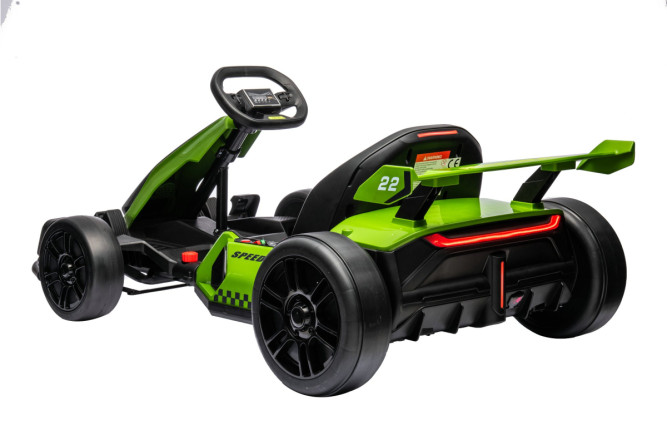 Детский электромобиль дрифт картинг (зеленый, 12 км/ч, 24V) - AHL007-GREEN