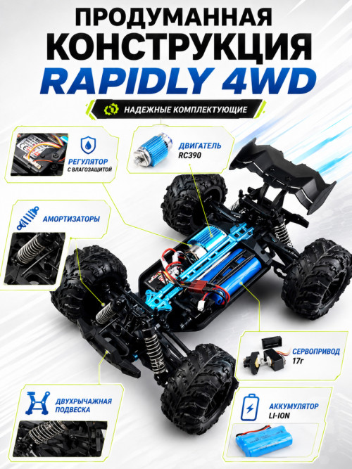 Радиоуправляемый внедорожник Rapidly 4WD 1:16 - SCY-16101-BLUE