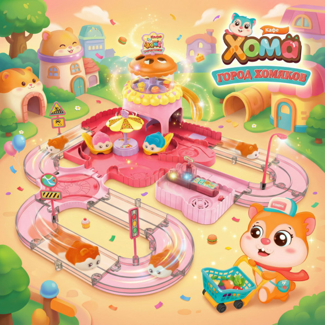 Игровой набор Fenfa &amp;quot;Город хомяков&amp;quot; Розовое Кафе в гостях у Лолы (2 хомяка, свет, звук) - 1619D