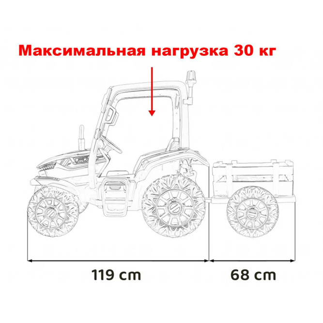 Детский электромобиль трактор с прицепом (синий, EVA, 4WD, пульт, 24V) - BLT-206C-4WD-24V-BLUE