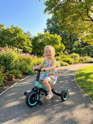 Детский беговел-велосипед 6в1 с родительской ручкой, зеленый с рисунком - TR008-CYAN-PAINT