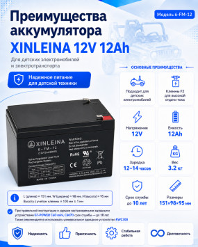 Аккумулятор XINLEINA 12V12Ah/20Hr - X-6FM12