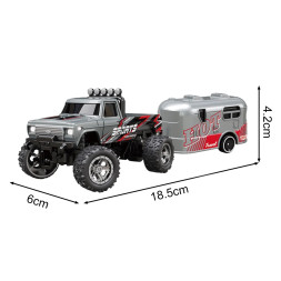 Радиоуправляемый металлический минитрак с прицепом 1:64 - HG4-80-GREY