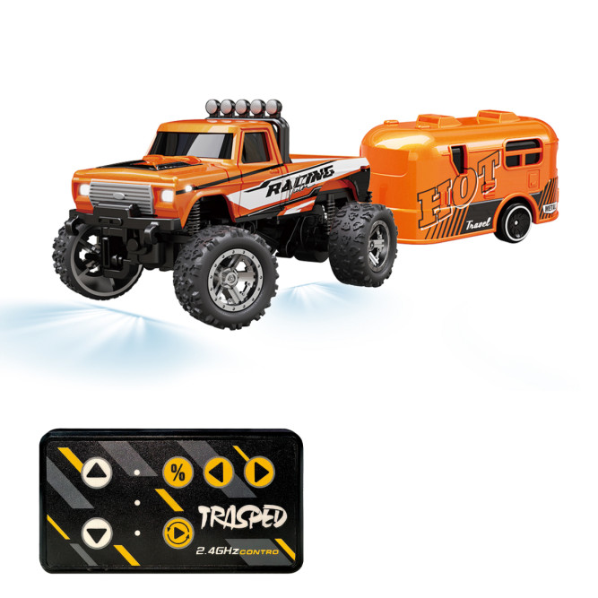 Радиоуправляемый металлический минитрак с прицепом 1:64 - HG4-80-ORANGE