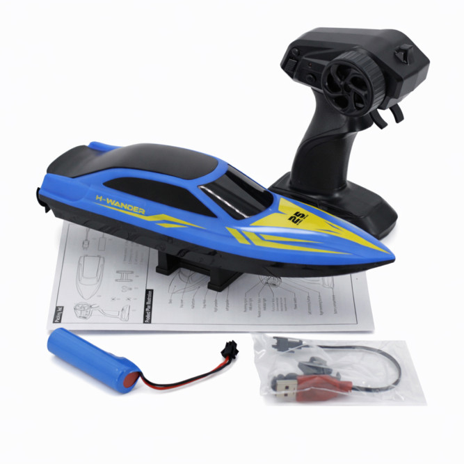 Радиоуправляемый катер (15 км/ч, 25 см, 30 мин, 7 видов подсветки) - HJ825B-BLUE