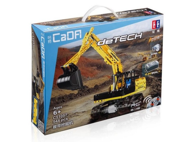 Конструктор CADA deTech радиоуправляемый гусеничный экскаватор (544 детали) - C51057W
