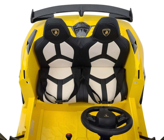 Детский электромобиль Lamborghini Aventador SVJ Yellow Carbon (дрифт, 15 км/ч, 24V) - SX2028S-YELLOW