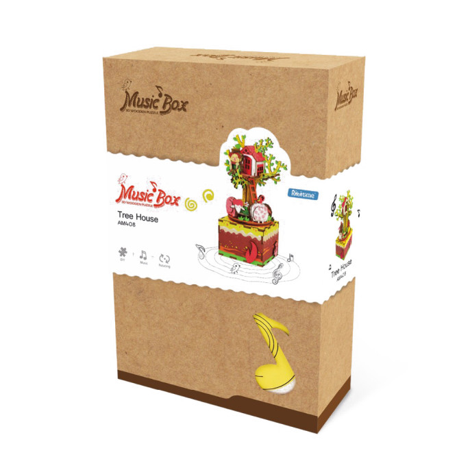Деревянный 3D конструктор - музыкальная шкатулка Robotime &amp;quot;Tree House&amp;quot; - AM408