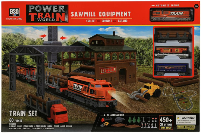 Железная дорога со станцией загрузки леса, длина полотна 450 см - BSQ-2083