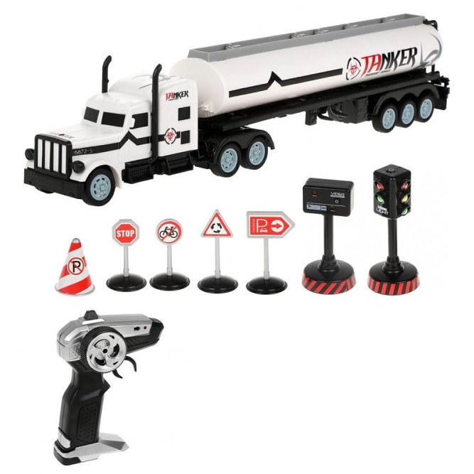 Радиоуправляемый грузовик цистерна и набор дорожных знаков (2WD, акб, 1:16) - GM1936
