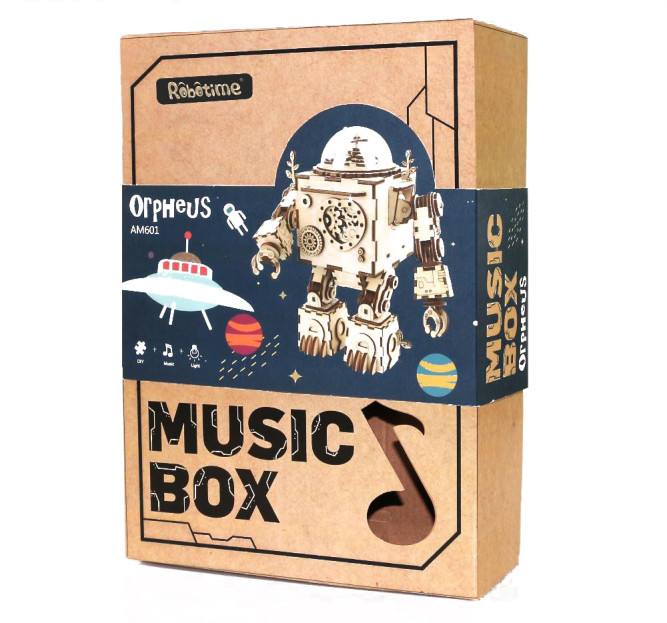Деревянный 3D конструктор - музыкальная шкатулка Robotime &amp;quot;Робот Orpheus&amp;quot; - AM601