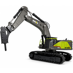 Металлический экскаватор с отбойным молотом HUI NA TOYS масштаб 1:50 - HN1723-GREEN