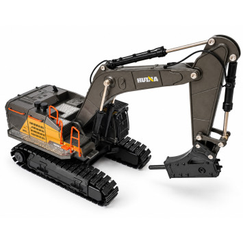 Металлический экскаватор с отбойным молотом HUI NA TOYS масштаб 1:50 - HN1723-YELLOW