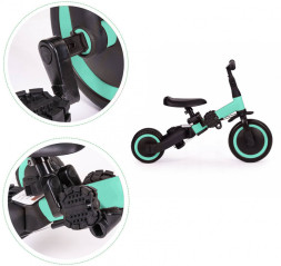 Детский беговел-велосипед 8в1 с крышей и ручкой, зеленый - TR008C-CYAN