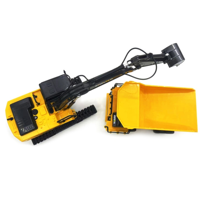 Радиоуправляемый набор экскаватор и самосвал Huina (свет, звук, акб, 1:24) - HN1559-YELLOW