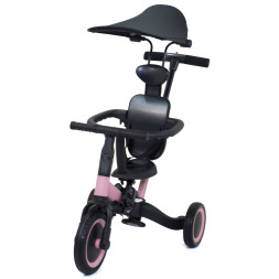Детский беговел-велосипед 8в1 с крышей и ручкой, розовый - TR008C-PINK