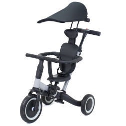 Детский беговел-велосипед 8в1 с крышей и ручкой, серый - TR008C-GREY