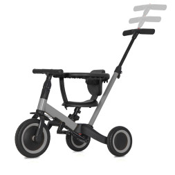 Детский беговел-велосипед 8в1 с крышей и ручкой, серый - TR008C-GREY