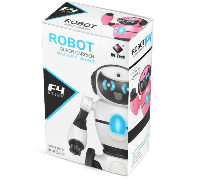 Розовый робот WL toys F4 c WiFi FPV камерой, управление через APP - WLT-F4-PINK