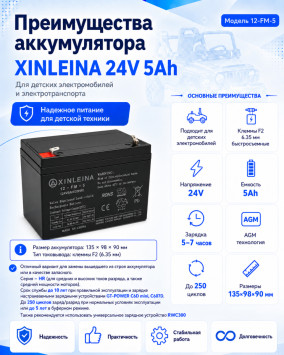 Аккумулятор XINLEINA 24V5Ah/20HR 12-FM-5 - X-12FM5