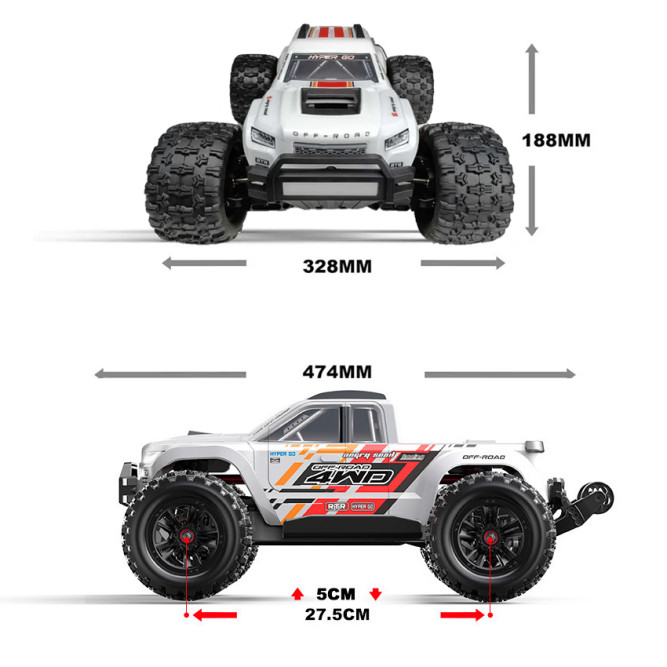 Радиоуправляемый монстр MJX Hyper Go Brushless 4WD 2.4G LED 1:10 - MJX-10208-V1-WHITE