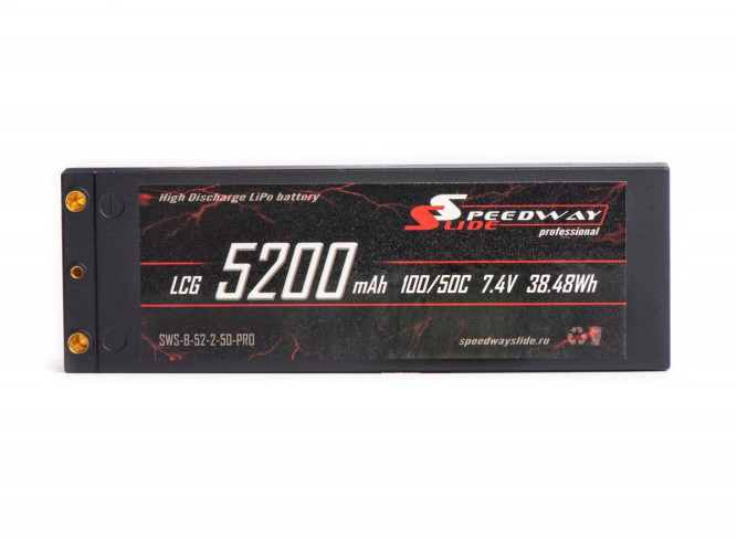 Аккумулятор Speedway Slide Li-Po PRO LCG Series Hard case 7.4v 5200mAh 50C Banana Connector / T-Plug